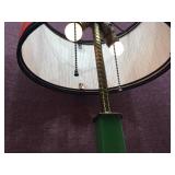 Fabulous Deco/MCM Table Lamp with Jadeite Glass + Funkadelic Shade!