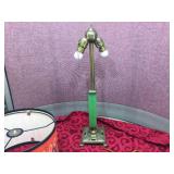 Fabulous Deco/MCM Table Lamp with Jadeite Glass + Funkadelic Shade!