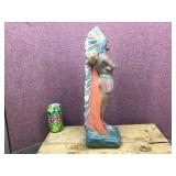 Vintage 18" Chalkware Native American Indian Statue