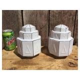 Vintage Pair DECO Glass Lamp Shades