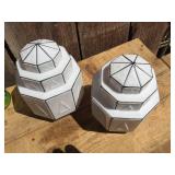 Vintage Pair DECO Glass Lamp Shades