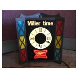 Vintage MILLER TIME - Lighted Clock - Works!
