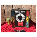 Vintage MILLER TIME - Lighted Clock - Works!