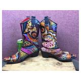 Colorful Rubber Cowboy Boots Sz 9