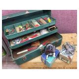 Vintage Tackle Box with lures + Pflueger SkilKast 1953 + Ocean City 1591 Reels