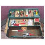Vintage Tackle Box with lures + Pflueger SkilKast 1953 + Ocean City 1591 Reels
