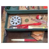Vintage Tackle Box with lures + Pflueger SkilKast 1953 + Ocean City 1591 Reels