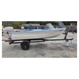 Johnson Sea-Horse 35 Outboard Motor on Spartan Trailer with Open Runabout Boat