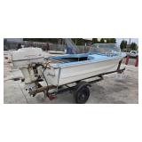 Johnson Sea-Horse 35 Outboard Motor on Spartan Trailer with Open Runabout Boat