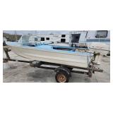 Johnson Sea-Horse 35 Outboard Motor on Spartan Trailer with Open Runabout Boat