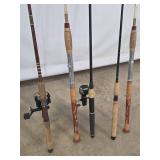 Mixed lot of 5 fishing rods