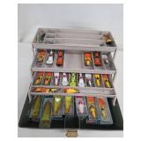 Assorted Crankbait Fishing Lures in Plastic Tackle Box