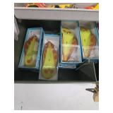 Assorted Crankbait Fishing Lures in Plastic Tackle Box