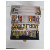 Assorted Crankbait Fishing Lures in Plastic Tackle Box