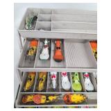 Assorted Crankbait Fishing Lures in Plastic Tackle Box