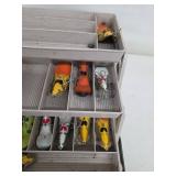 Assorted Crankbait Fishing Lures in Plastic Tackle Box