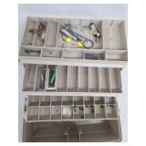 Assorted Fishing Tackle in Plastic Storage Box