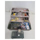 Assorted Vintage Fishing Lures & Tackle in Plastic Storage Box