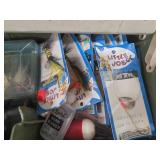 Assorted Vintage Fishing Lures & Tackle in Plastic Storage Box