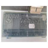 Assorted Vintage Fishing Lures & Tackle in Plastic Storage Box
