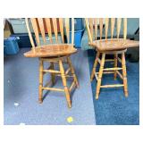 Pair of wooden spinning barstools