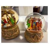Set of three Snow globe nativity scene
