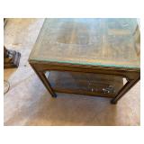 Glass top wooden nightstand with drawer