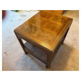 Glass top wooden nightstand with drawer