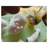 bisque porcelain components for assembling or repairing antique dolls