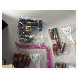Assortment of 12 gauge ammo with 3 military ammo cans