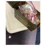 Assortment of 12 gauge ammo with 3 military ammo cans