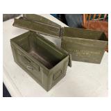Assortment of 12 gauge ammo with 3 military ammo cans