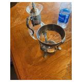 Water pitcher with silverplate stand