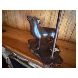 Wooden carved wolf base lamp