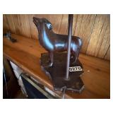 Wooden carved wolf base lamp