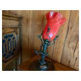 Beautiful hand blown lamp in metal frame