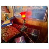Beautiful hand blown lamp in metal frame