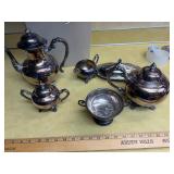 Silverplate Teapot & Condiment set