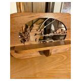 Wall mount carved fishing scene shelf