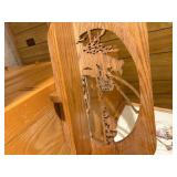 Wall mount carved fishing scene shelf