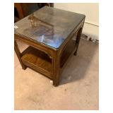 Wooden Side table with glass top