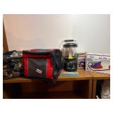 Camping lot: lantern, cooler, air pumps