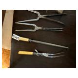 Vintage hair curlers and blade sharpener