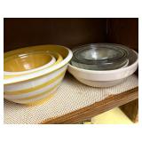Contents include vintage Pyrex bowls