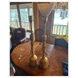 Antique wooden lamps no shades