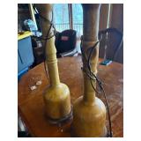 Antique wooden lamps no shades