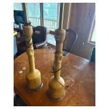 Antique wooden lamps no shades