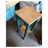 Wood top turquoise nightstand
