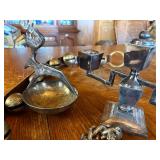 Sorted lot candlestick holders, decorative bells,