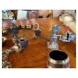 Sorted lot candlestick holders, decorative bells,